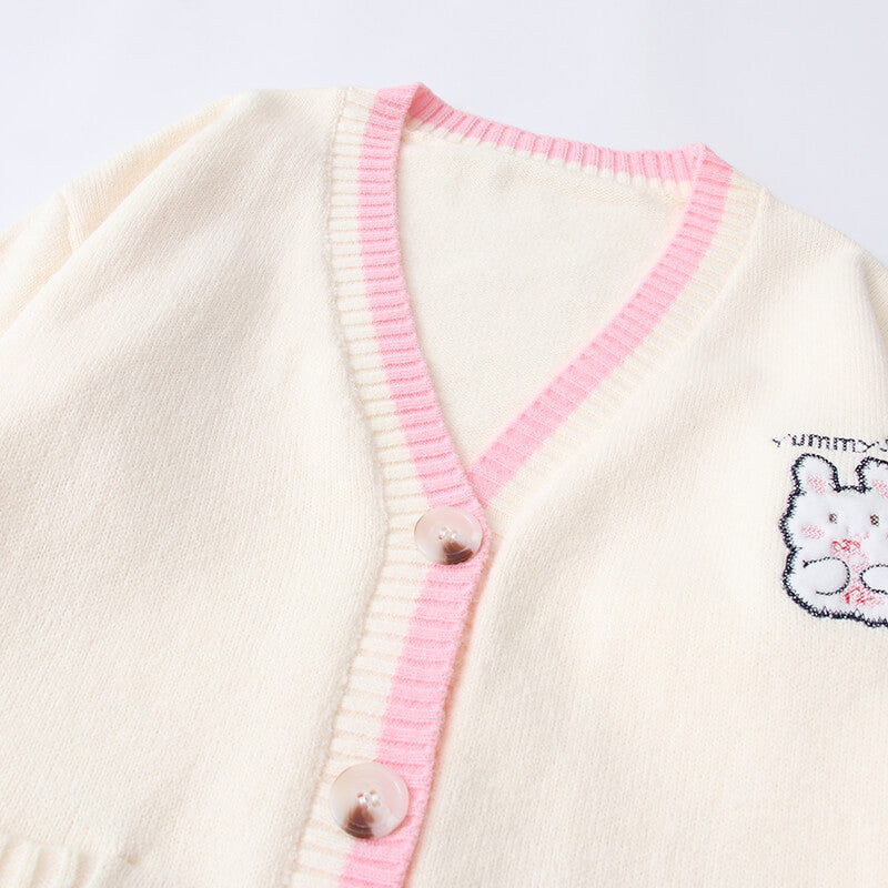 Bunny Cardigan Pullover Shirt Set