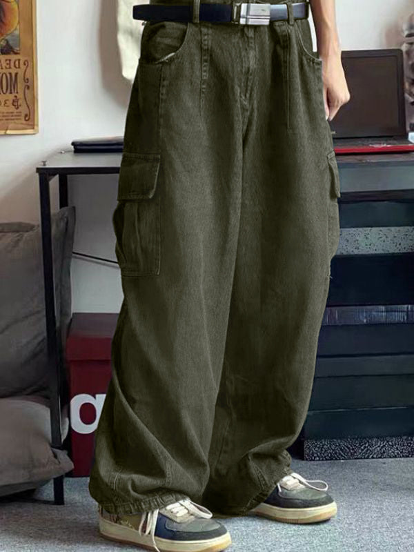 Herren-Cargo-Jeans mit gepatchten Taschen und geradem Bein