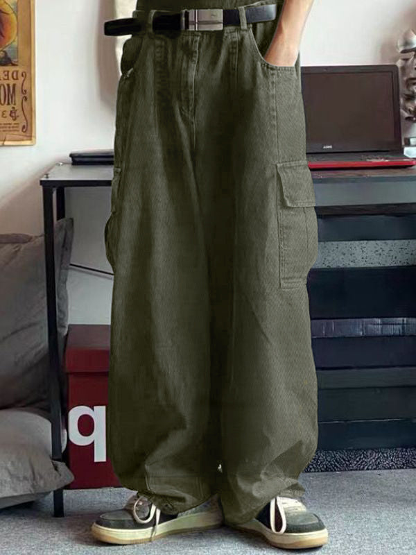 Herren-Cargo-Jeans mit gepatchten Taschen und geradem Bein