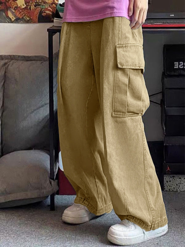 Herren-Cargo-Jeans mit gepatchten Taschen und geradem Bein