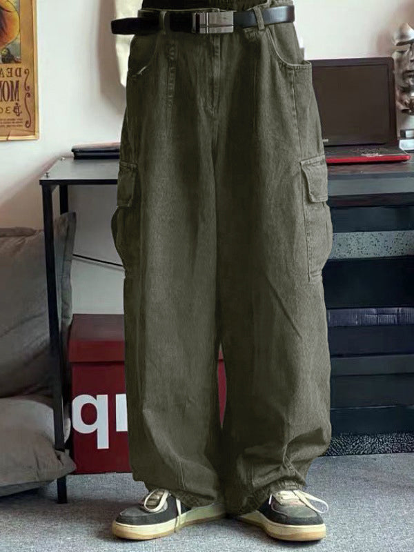 Herren-Cargo-Jeans mit gepatchten Taschen und geradem Bein