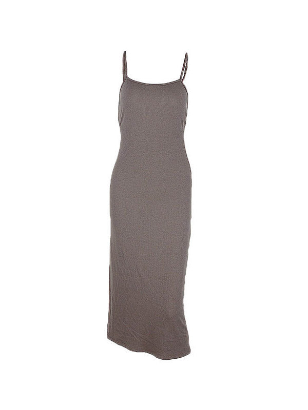 Figurbetontes Maxikleid mit Schlitz und Bindeband hinten