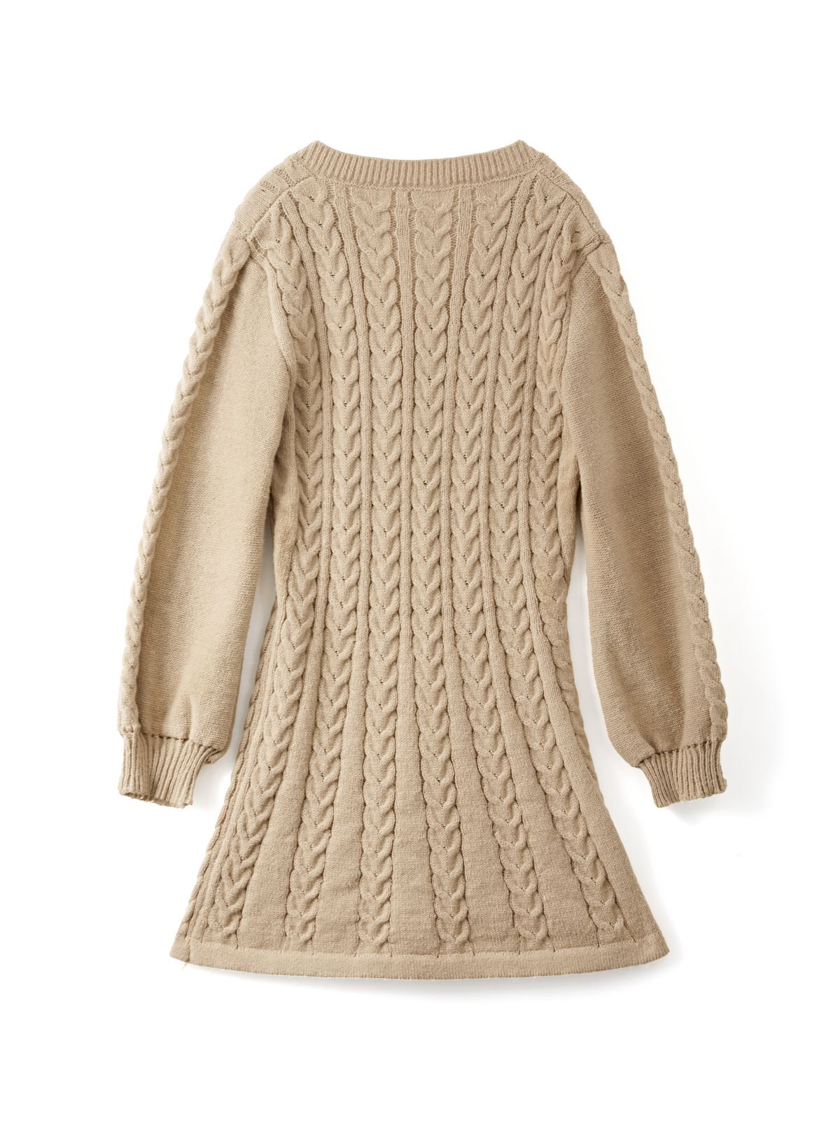 Vestido mini de manga larga con cuello en V y punto trenzado