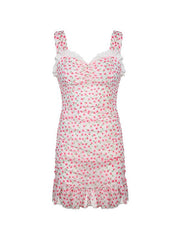 Minivestido sin mangas con volantes florales