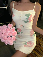 Minivestido floral sin mangas de punto