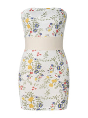 Trägerloses, schulterfreies Tube-Minikleid mit sexy Blumenmuster