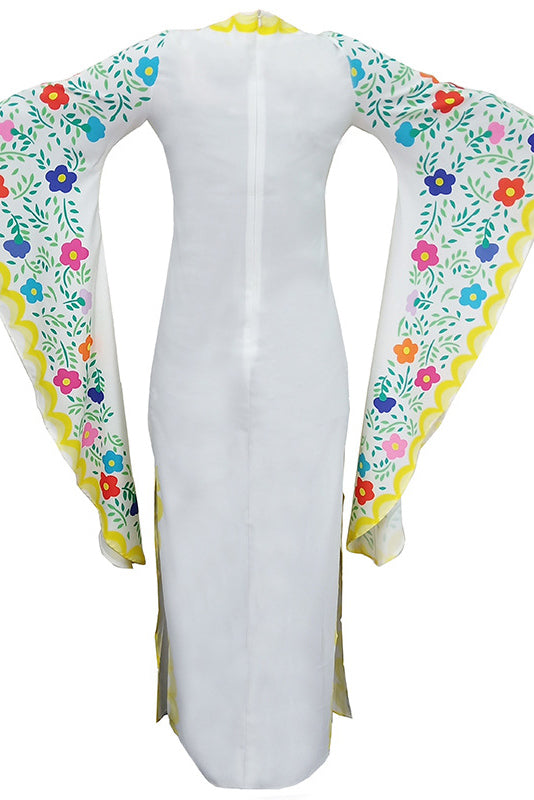 Schickes schwarzes Langarmkleid mit Print