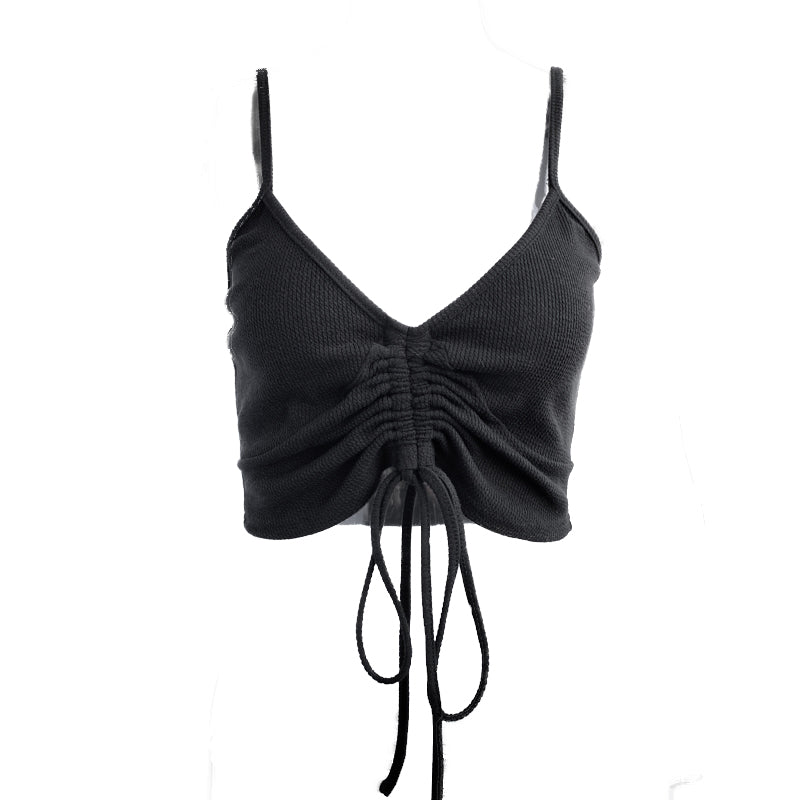 Crop V-neck slim fit Camisole with drawstring Sai Feel