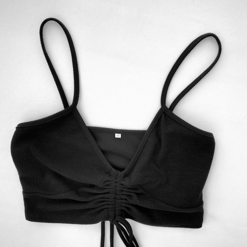 Crop V-neck slim fit Camisole with drawstring Sai Feel