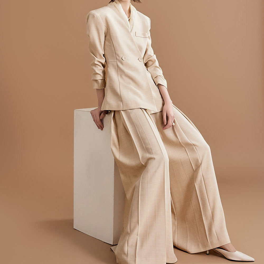 Plissierter Slim Fit Freizeithosenanzug