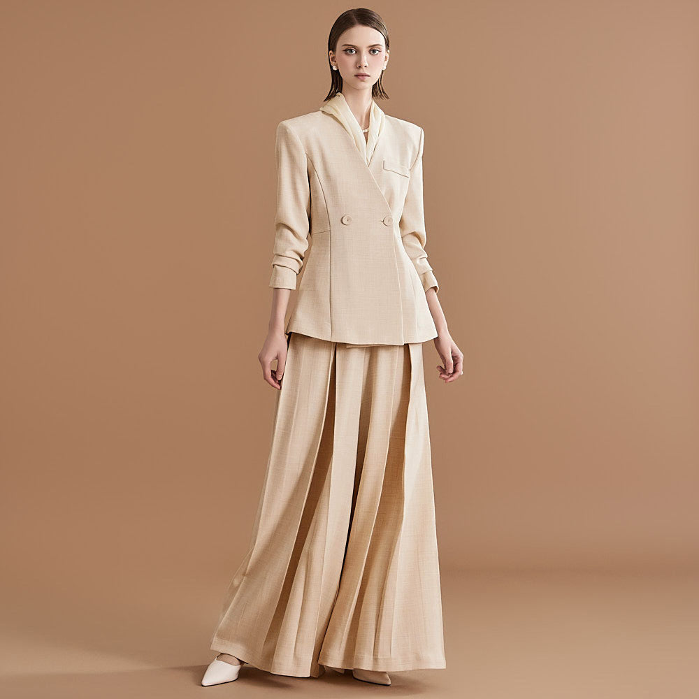 Plissierter Slim Fit Freizeithosenanzug