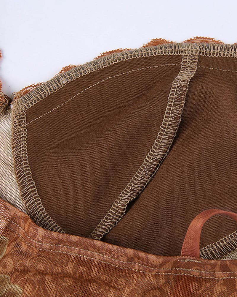 Aprikosenblatt-Korsett-Camisole mit Spitzenbesatz