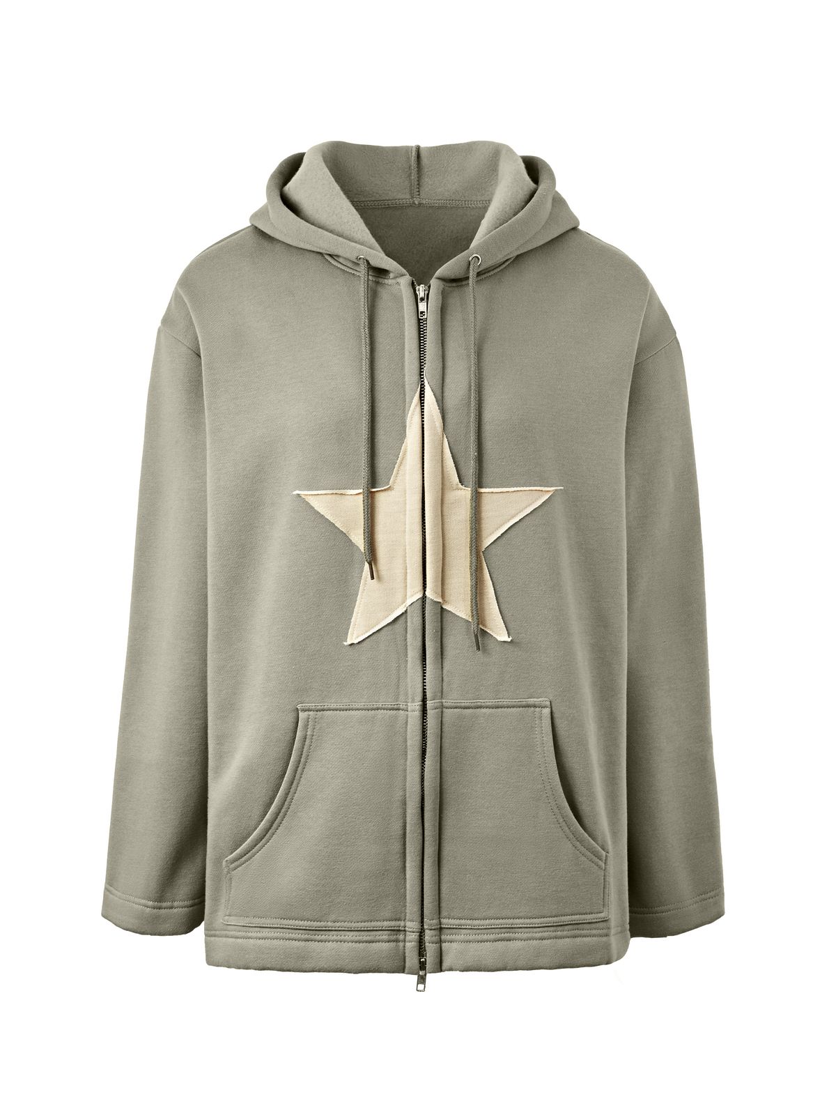 Baggy-Hoodie mit Reißverschluss im Vintage-Stil mit Stern-Patch