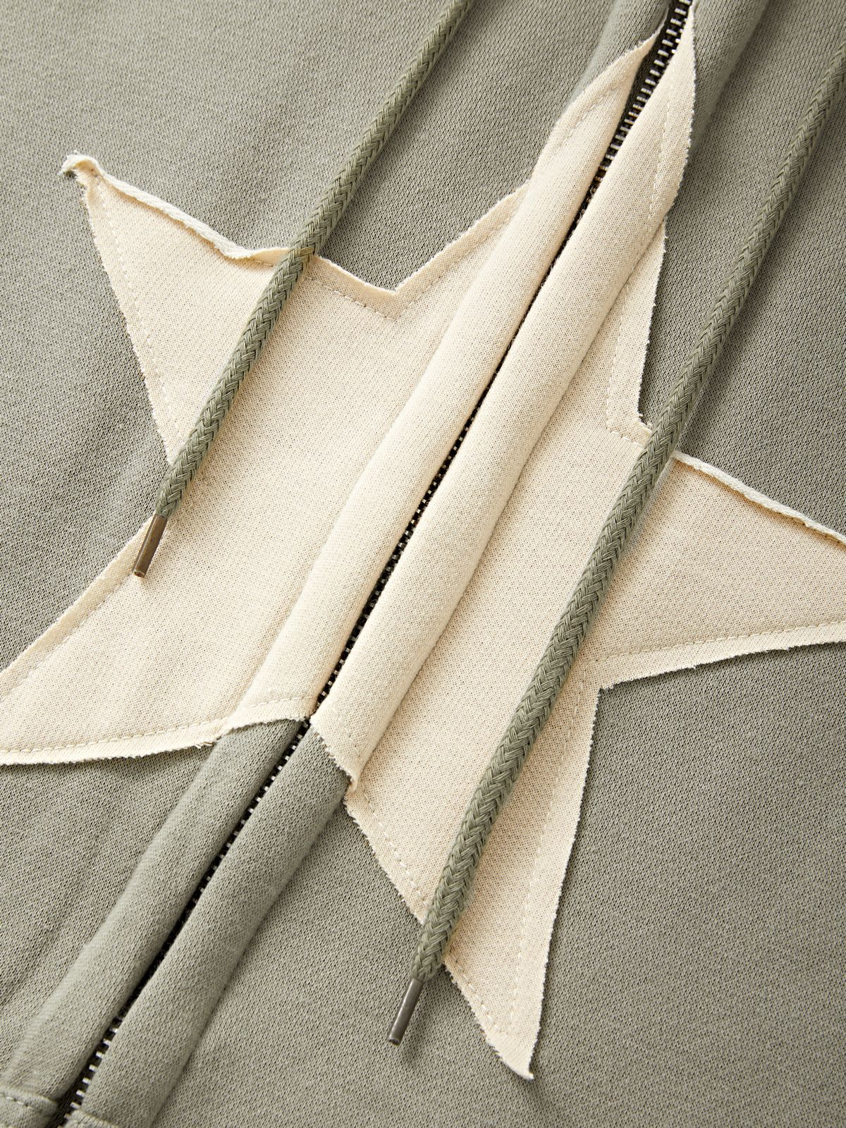 Baggy-Hoodie mit Reißverschluss im Vintage-Stil mit Stern-Patch