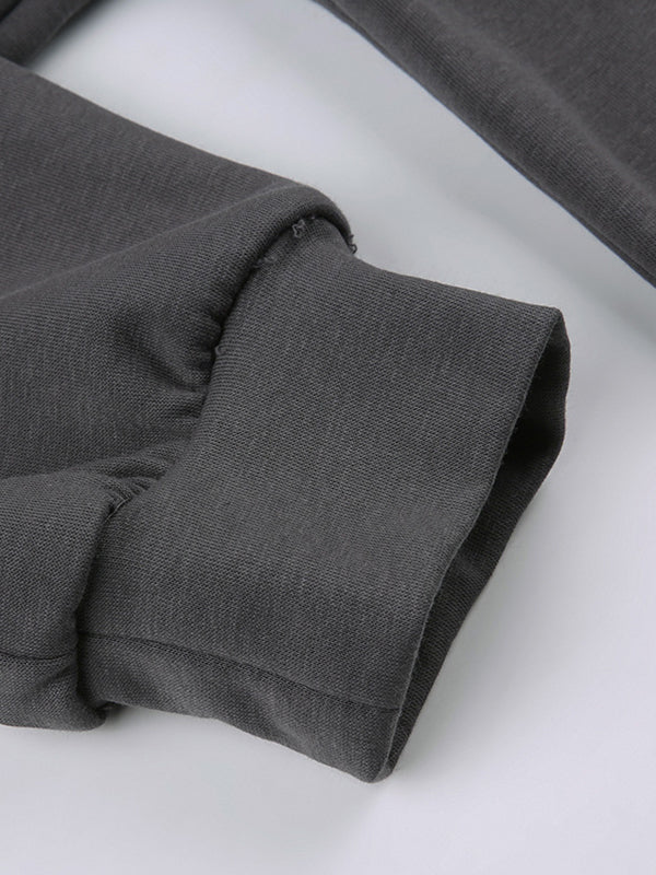Baggy-Hoodie mit Reißverschluss im Vintage-Stil mit Stern-Patch