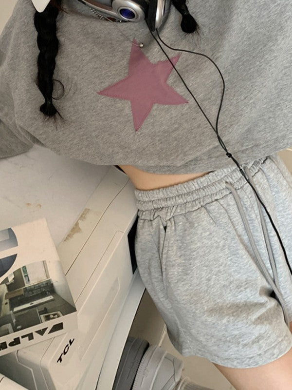 Baggy-Hoodie mit Reißverschluss im Vintage-Stil mit Stern-Patch