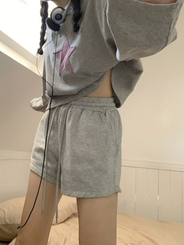 Baggy-Hoodie mit Reißverschluss im Vintage-Stil mit Stern-Patch