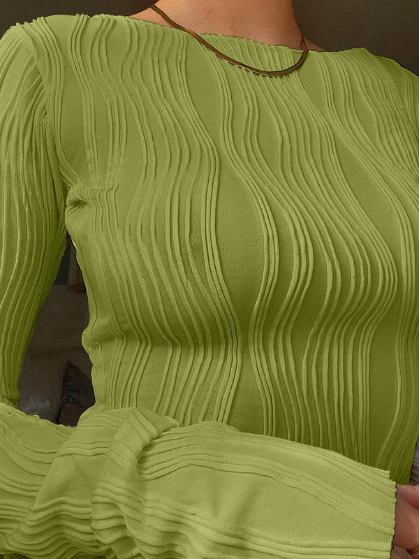 Textured Stripe Long Sleeve Tee