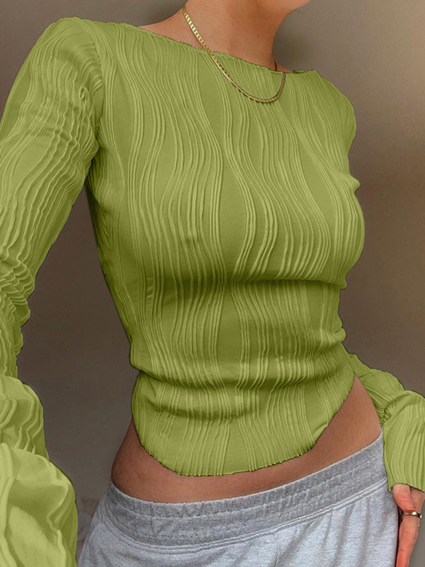 Textured Stripe Long Sleeve Tee