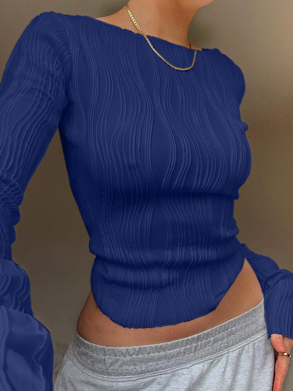 Textured Stripe Long Sleeve Tee