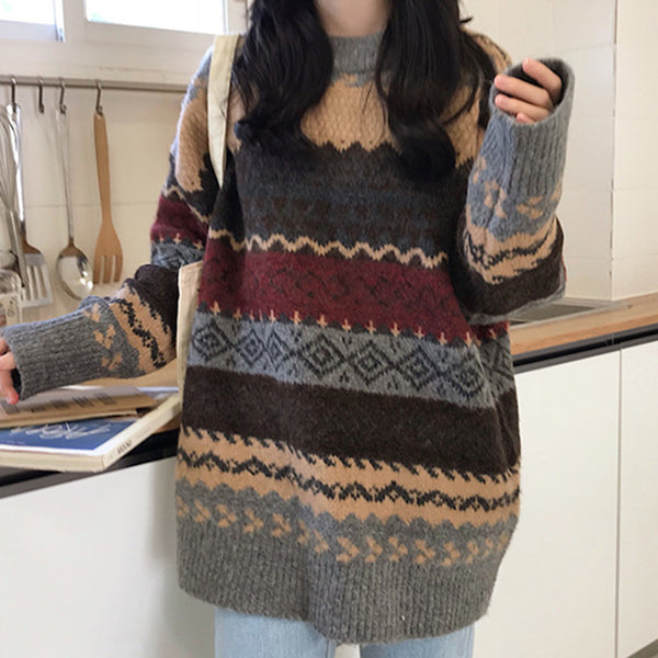 Vintage Jacquard Strickpullover