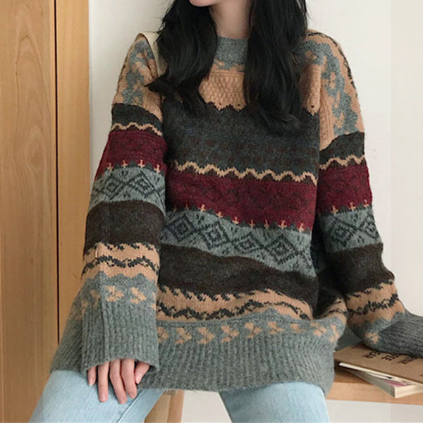Vintage Jacquard Strickpullover