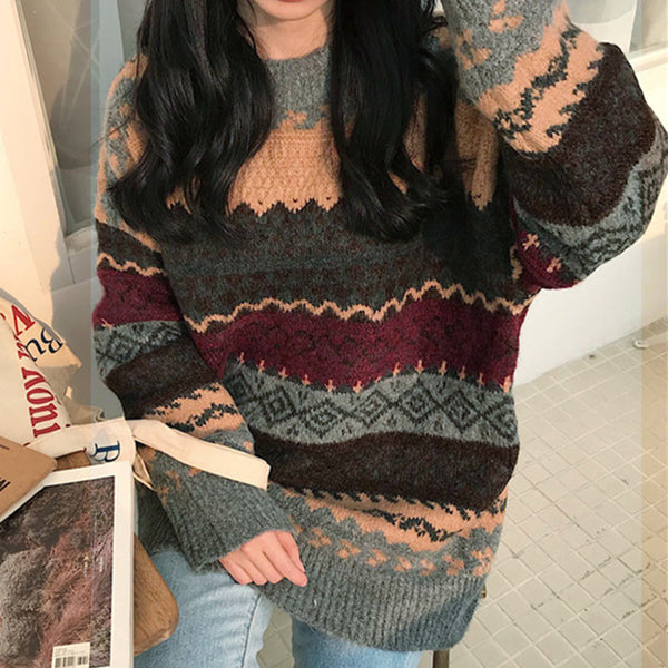 Vintage Jacquard Strickpullover