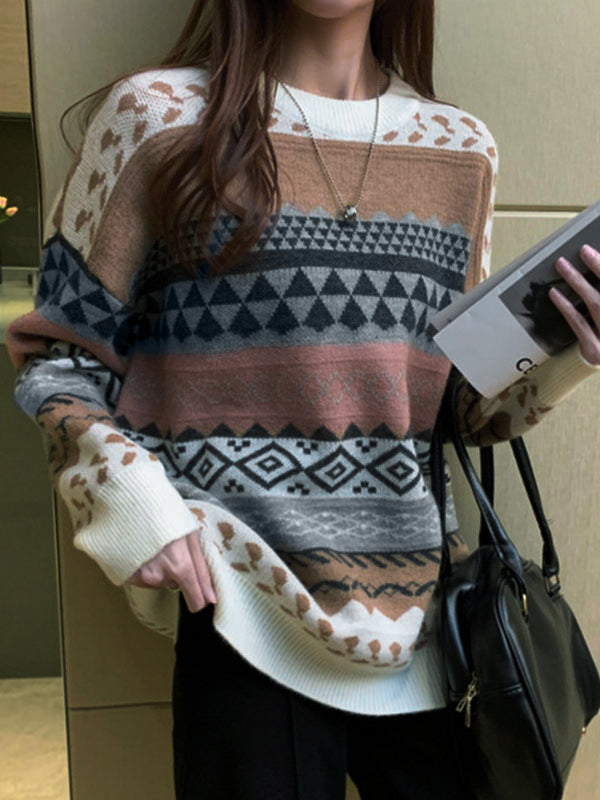 Vintage Jacquard Strickpullover