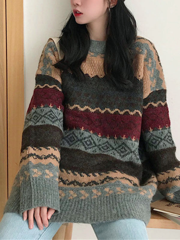 Vintage Jacquard Strickpullover