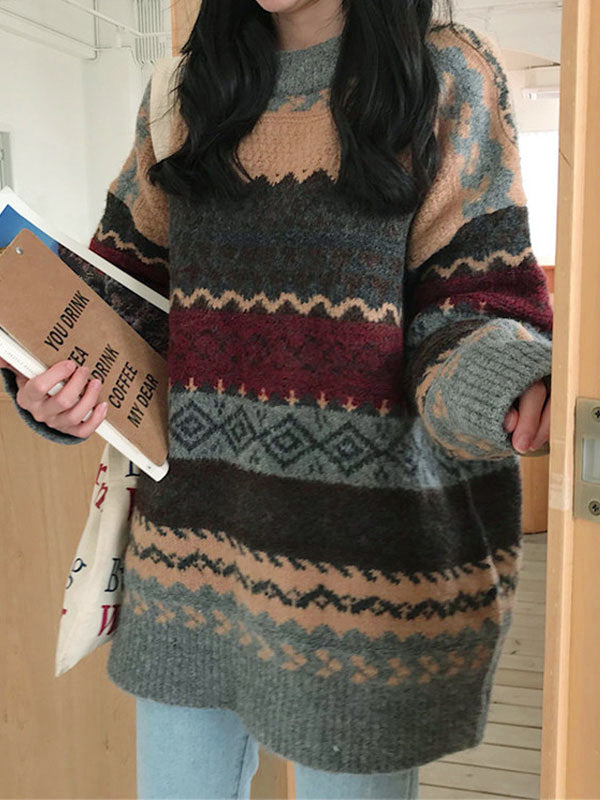 Vintage Jacquard Strickpullover