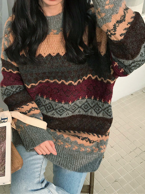 Vintage Jacquard Strickpullover