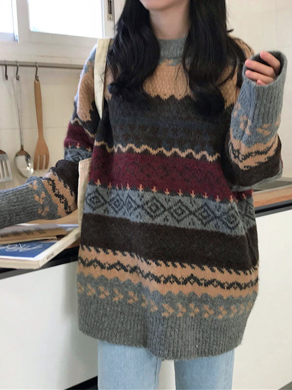 Vintage Jacquard Strickpullover
