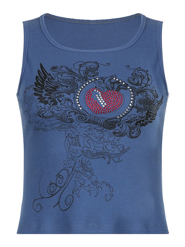 Crop-Tanktop mit Herz-Strass