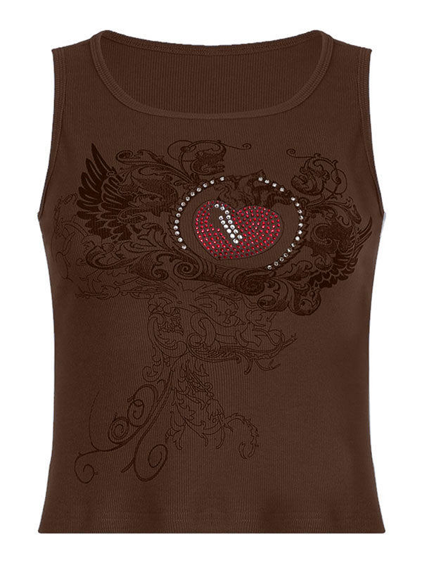Crop-Tanktop mit Herz-Strass