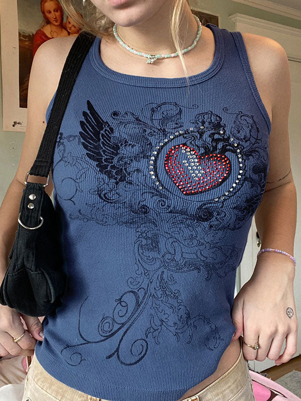 Crop-Tanktop mit Herz-Strass