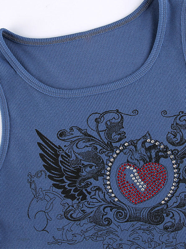 Crop-Tanktop mit Herz-Strass