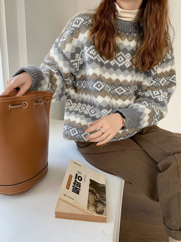 Weihnachts-Jacquard-Strickpullover