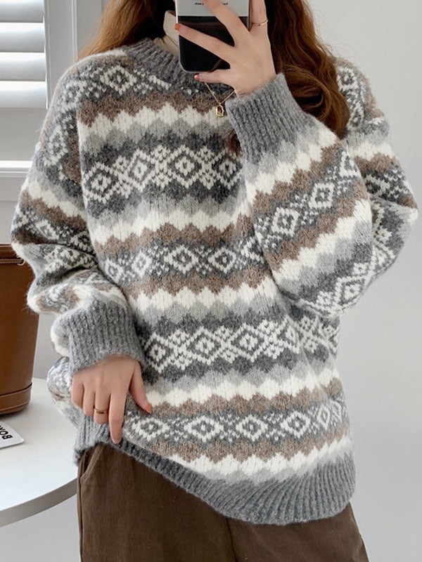 Weihnachts-Jacquard-Strickpullover