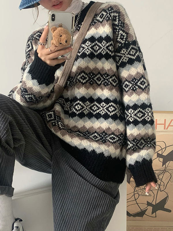 Weihnachts-Jacquard-Strickpullover
