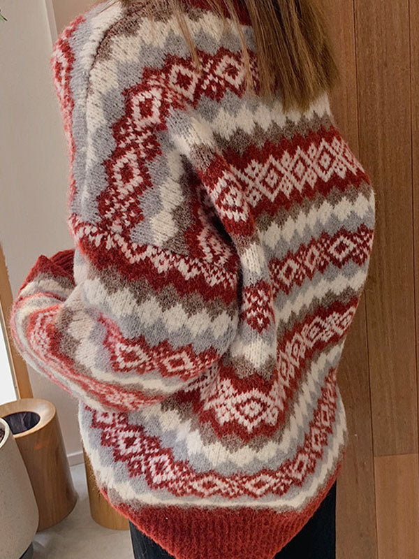 Weihnachts-Jacquard-Strickpullover