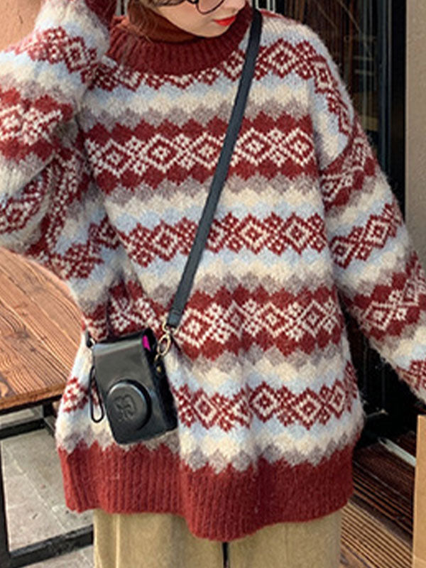 Weihnachts-Jacquard-Strickpullover