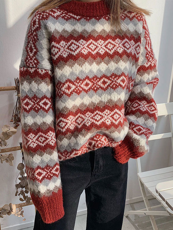 Weihnachts-Jacquard-Strickpullover