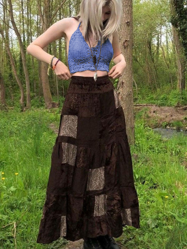 Neckholder-Camisole mit Häkelstrickmuster
