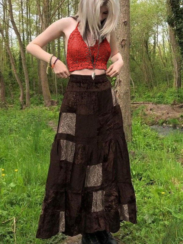 Neckholder-Camisole mit Häkelstrickmuster