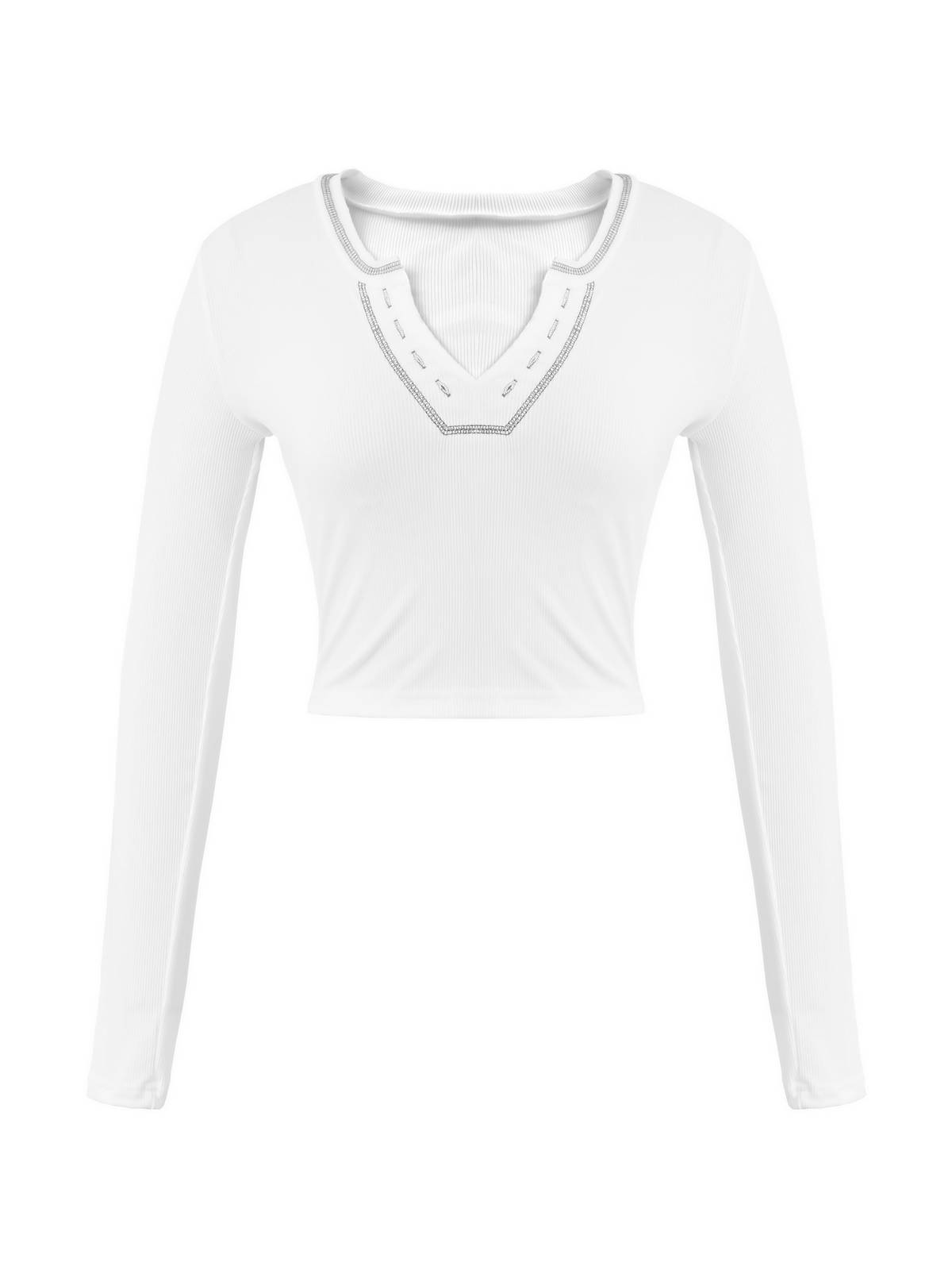 Langärmliges Crop-Top aus Rippstrick