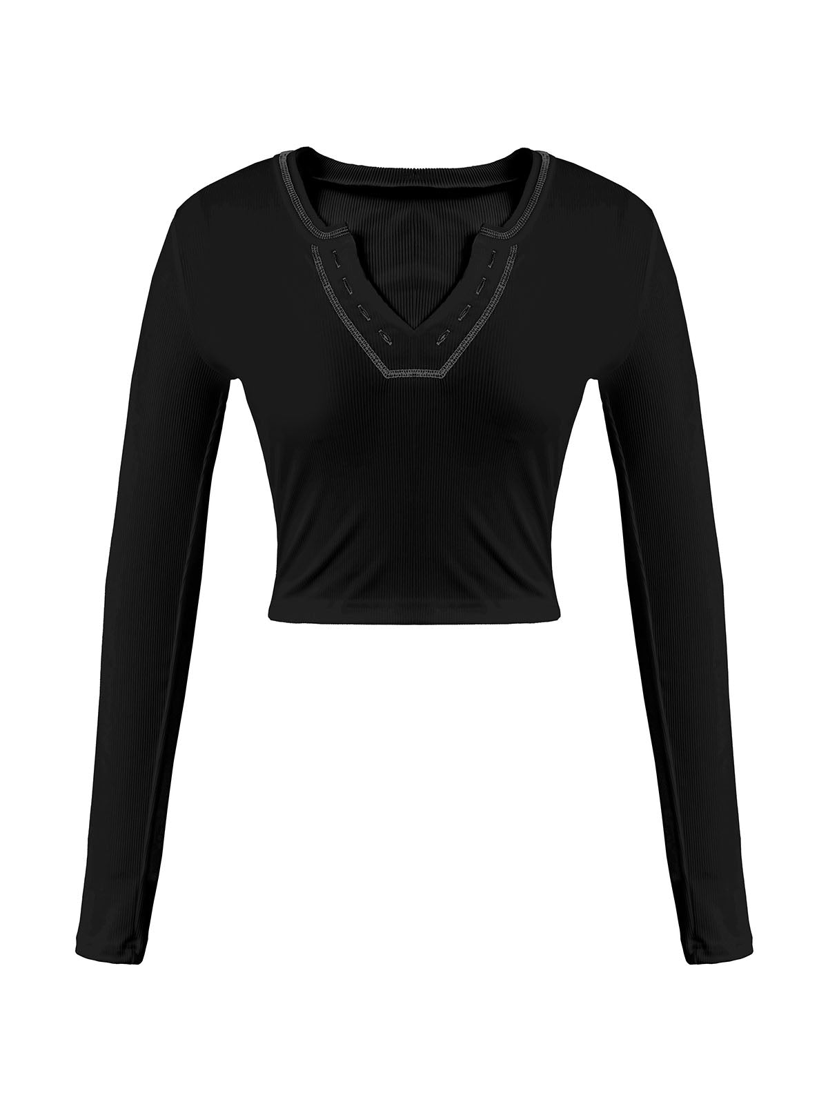 Langärmliges Crop-Top aus Rippstrick