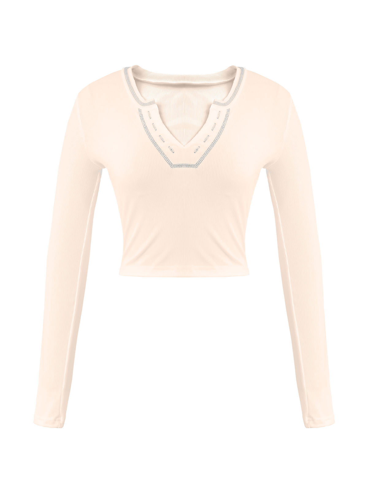 Langärmliges Crop-Top aus Rippstrick
