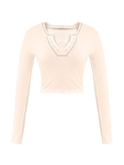 Langärmliges Crop-Top aus Rippstrick