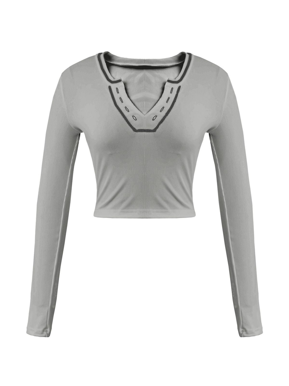Langärmliges Crop-Top aus Rippstrick