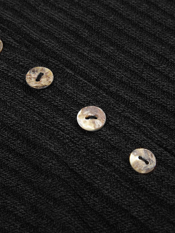 Langärmliges Stricktop mit Spitzeneinsatz und Knöpfen
